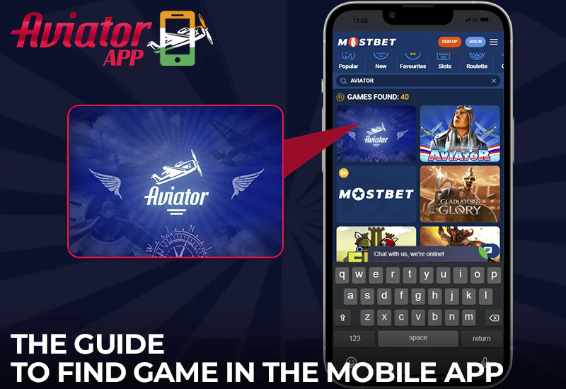 Instructions for finding Aviator in the Mostbet mobile app